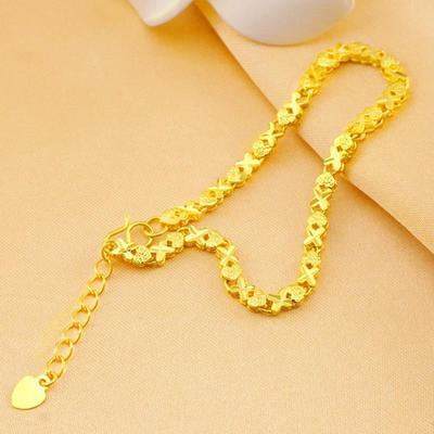 Heart-Shaped Copper Gold-Plated Bracelet, Vietnamese Sand Gold, Fashionable Wedding/Bride Jewelry