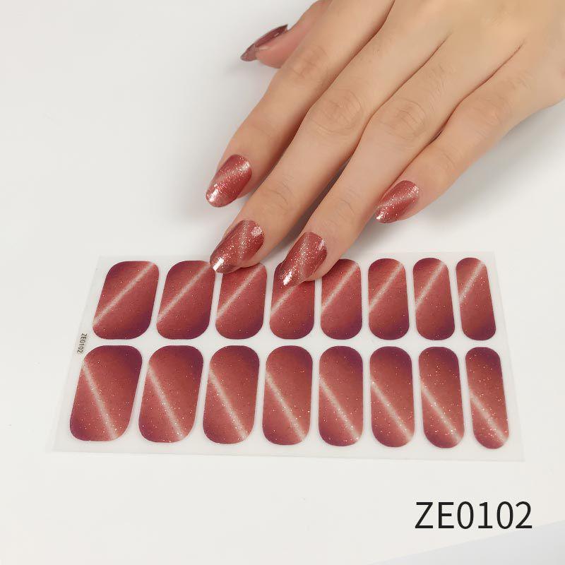 Cat Eye Gradient Glitter Waterproof Nail Stickers
