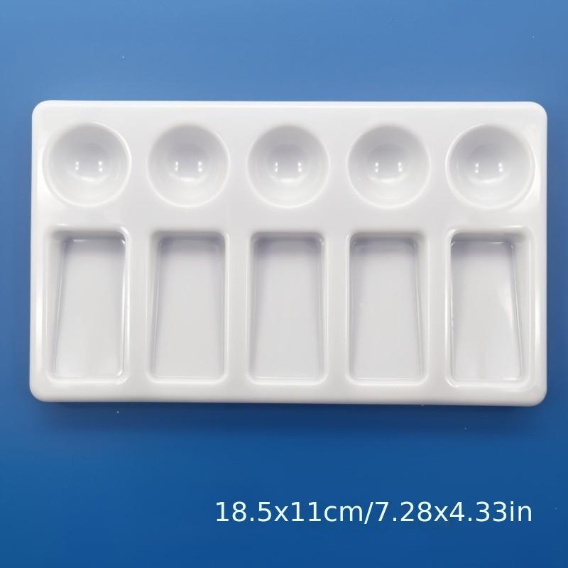 2pcs 10-Well Plastic Artist Palette for Oil, Acrylic, and Watercolor Paints - Durable Rectangular Mixing Tray
