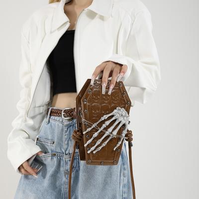 Skelett Hand Gothic Tasche für Damen, 2024 Nieten Dunkle Alternative Geldbörse, Einzigartige Totenkopf Crossbody Umhängetasche