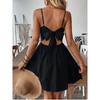 European and American Light Luxury Retro Embroidered V-neck Backless Lace-up Bow Sexy Sexy Sling Dress Skirt DRESS