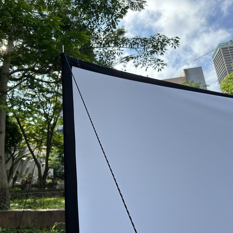 Portable Outdoor HD Windproof Projector Screen with Canopy Pole Sleeve for Camping