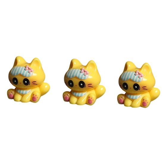 3 Pezzi Mini Gatti in Resina, Gatti in Miniatura Cartoni Animati Modello Animale per Giardino delle Fate, Paesaggio Muschio, Artigianato Terrario Fai-da-te, Decorazione per Torta