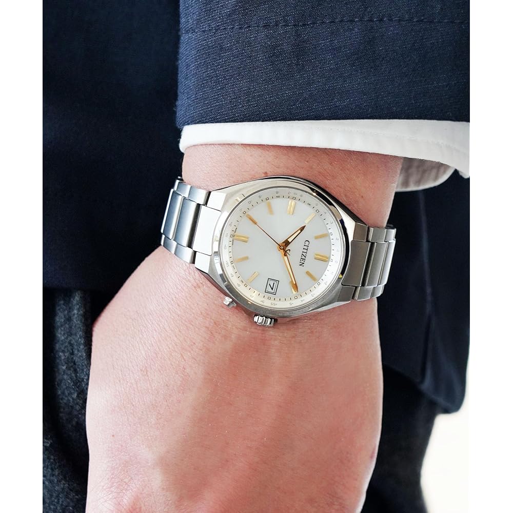 Citizen Eco-Drive CB1160-55A Men's Analog Watch Titanium Lightweight 10 ATM Water Resistant Silver White