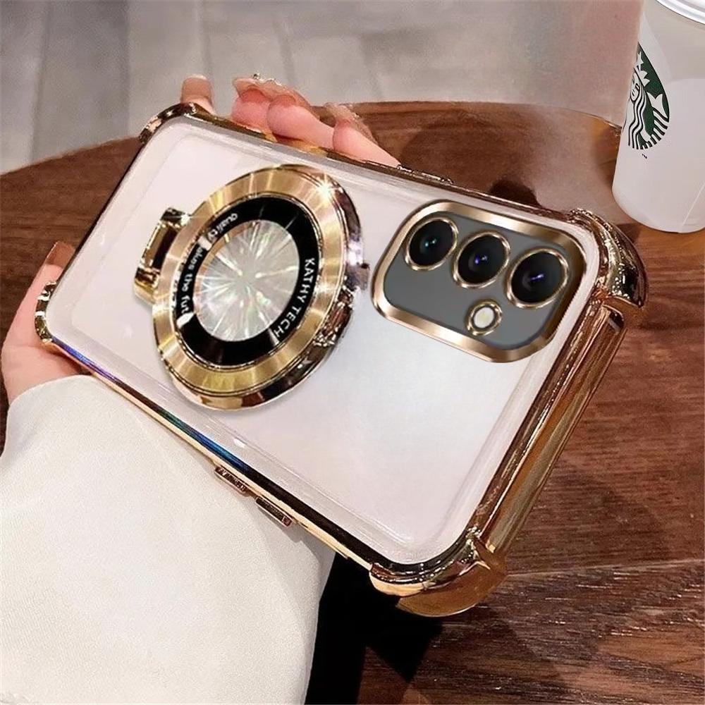 Luxury Plating Holder Phone Case For Samsung A51 A31 A21S A50 A20 A30 A70 A71 A11 M56 Shockproof Soft Silicone Stand Clear Cover