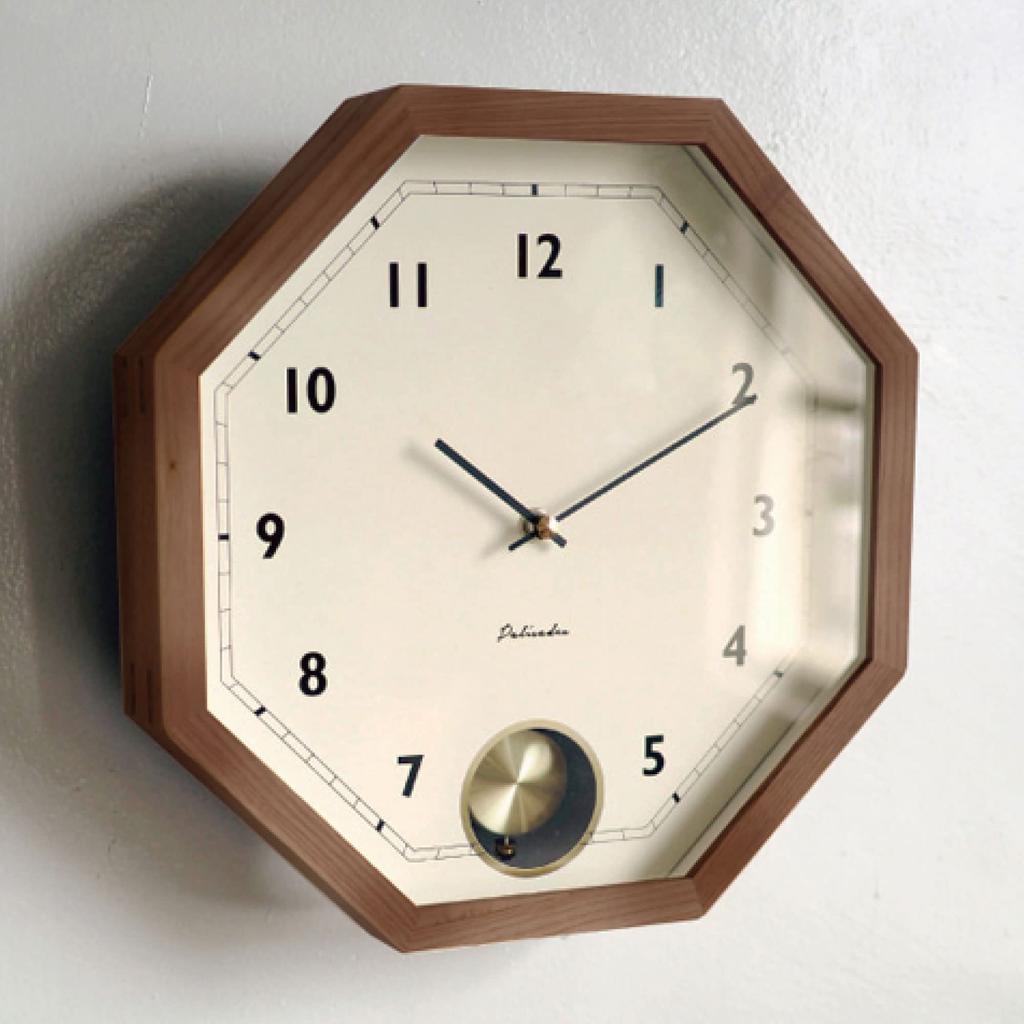 Interform Wall Pendulum Clock Gold Brown 28cm X 28cm X 7cm Clock, CL-3351BN, Görlitz Wood, (W) (H) (D)