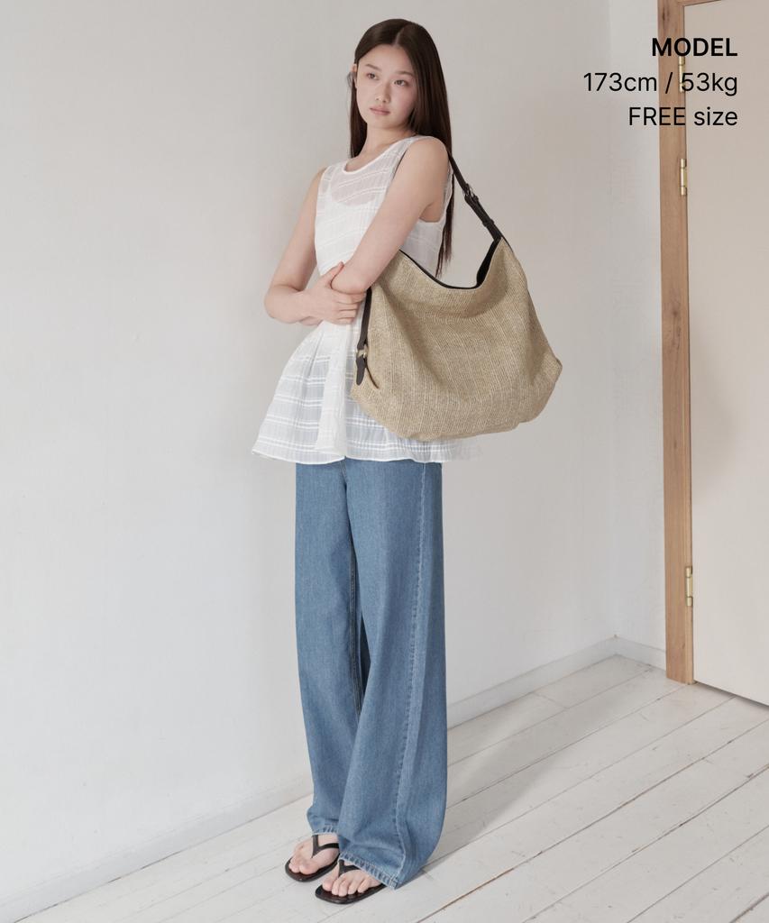 Musinsa Standard Woman Women'S Synthetic Raffia Large Hobo Bag [Beige]