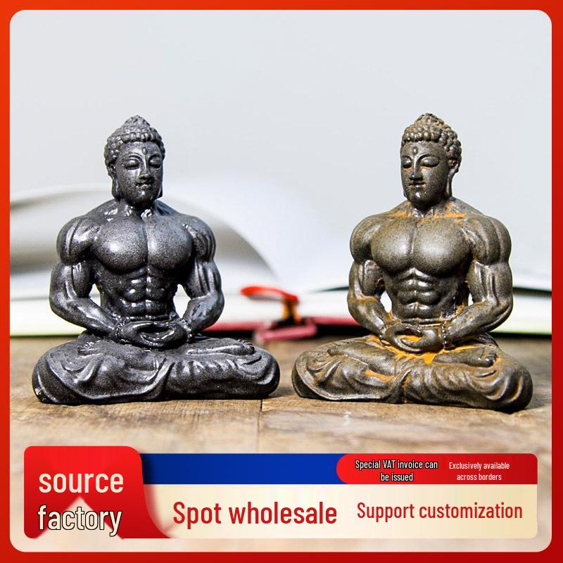 Creative Retro Chinese Buddha Statue for Home and Office Zen Decor