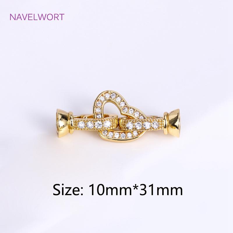 18K Gold Plated Heart Pearl Clasp Connector For Bracelet Necklace Making,Inlaid Zircon Hook Clasp,Brass Jewelry Accessories