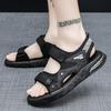 Fashion Summer Outdoor Men's Sandals Casual Anti-Slip Thick Bottom Soft Hiking Beach Flat Shoes EVA Outsole for Men Sport Black