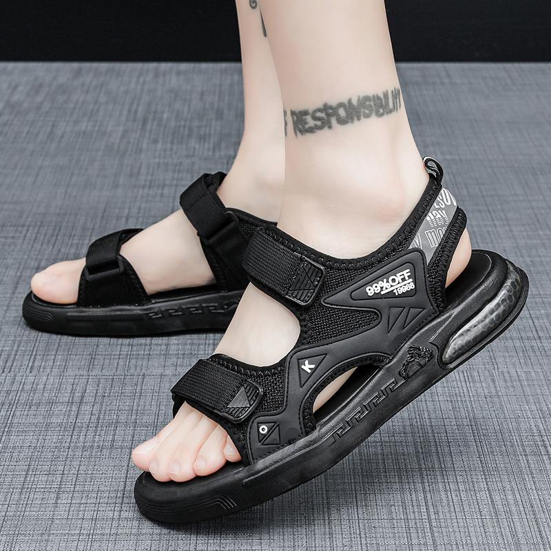 Fashion Summer Outdoor Men's Sandals Casual Anti-Slip Thick Bottom Soft Hiking Beach Flat Shoes EVA Outsole for Men Sport Black