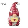 Festive Desk Accessories Christmas Gnome Figurine, Resin Tomte with Tree Hat & Reindeer Wooden Ornaments Antlers, Holiday Tabletop Decor for
