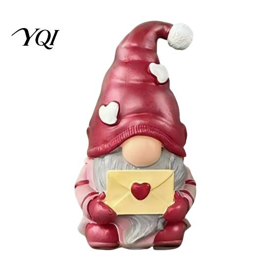 Festive Desk Accessories Christmas Gnome Figurine, Resin Tomte with Tree Hat & Reindeer Wooden Ornaments Antlers, Holiday Tabletop Decor for