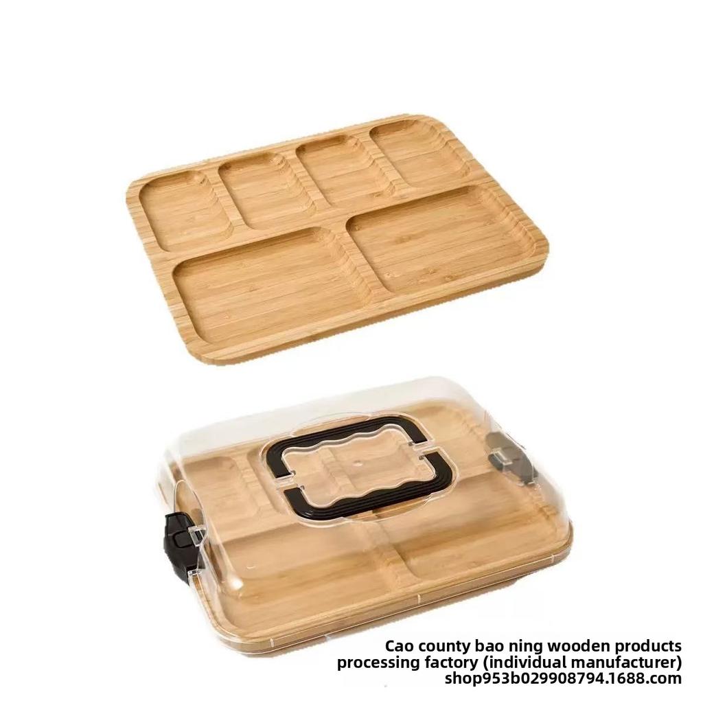 Bamboo Wooden Cheese Board with Compartments for Kitchen, Picnic, and Restaurant Serving