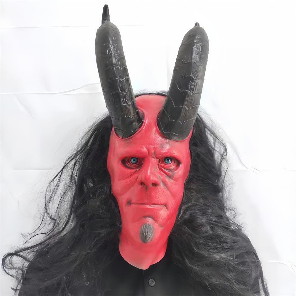 Máscara de Látex de Hellboy Para Halloween y Navidad Fiesta de Disfraces de Terror Decoración
