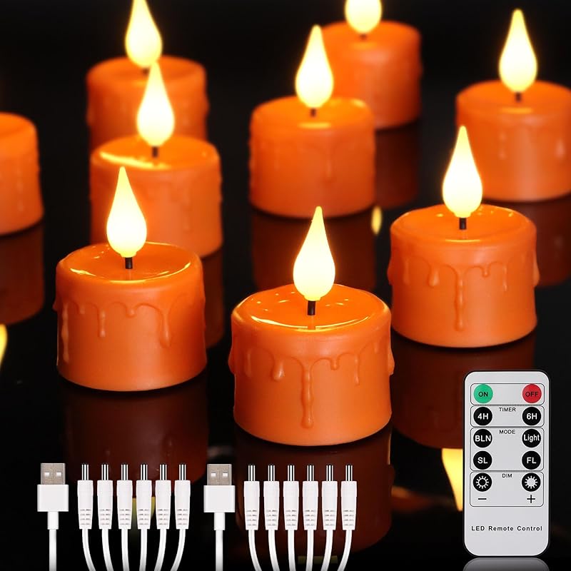 Rechargeable Tea Lights Candles with Remote Timer, 12 Packs Flameless Flickering led Tea Lights Votive Candles with USB Charging for Home Decor