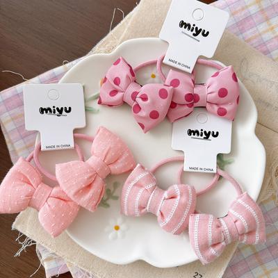 Bow Hair Ties Elastic Ponytail Holders for Children Cute Scrunchie Sweet Girl Soft Ribbon Butterfly Knot Hairband Hair Rope Headwear Styling Accessory