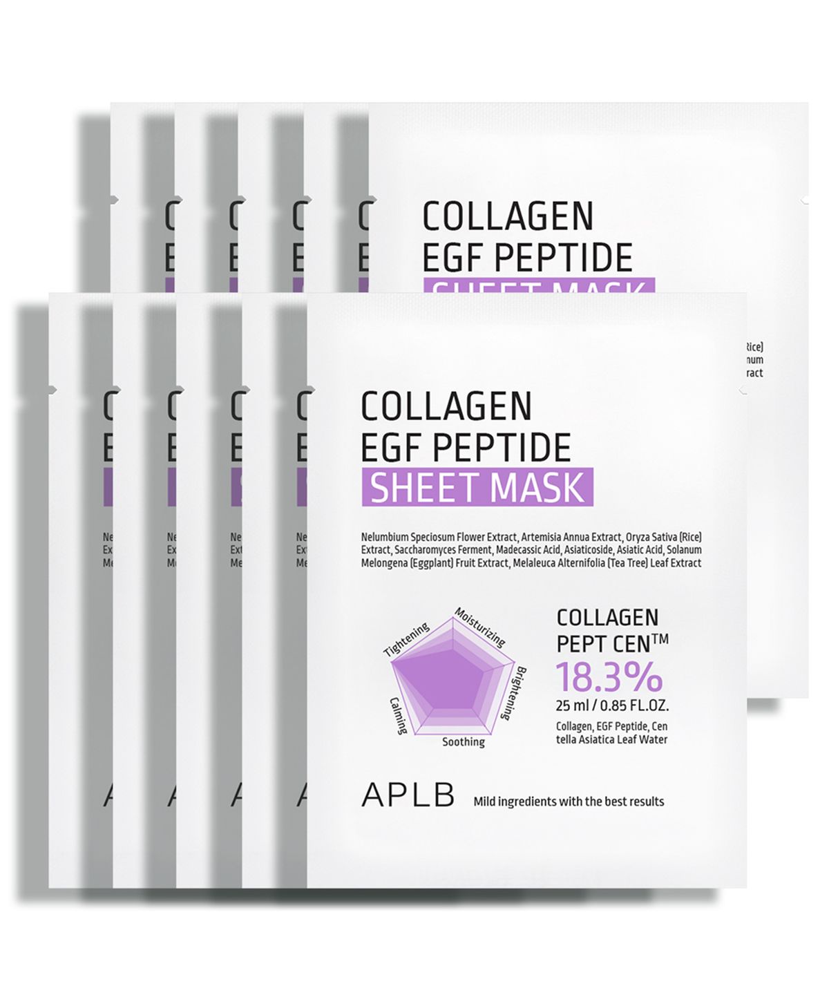 Collagen EGF Peptide Sheet Mask 10-Pack