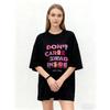 Übergroßes T-Shirt Schwarz Dont Care Dead Inside Grafikdruck Lässiges Streetwear-Oberteil für Damen