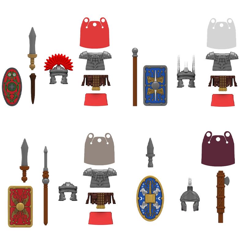 MOC Building Blocks Medieval Character Accessories Warhorses Militiamen Dragons Castles Knights Brick Gifts Toy Helmets Shields
