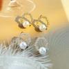 Korean Style Gold & Silver Rhinestone Pearl Stud Earrings - Simple, High-End, Light Luxury Jewelry.