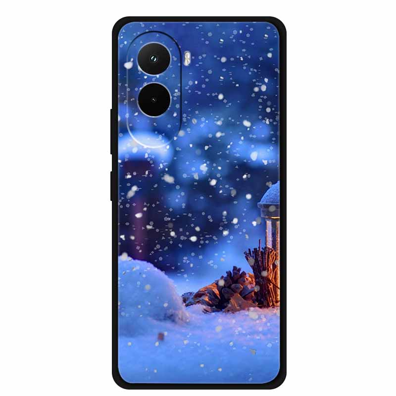 Christmas Phone Case For Poco M7 4G Case Christmas Tree Black Silicone Bumper For Xiaomi Poco M7 4G Cover PocoM7 Cartoon Coque