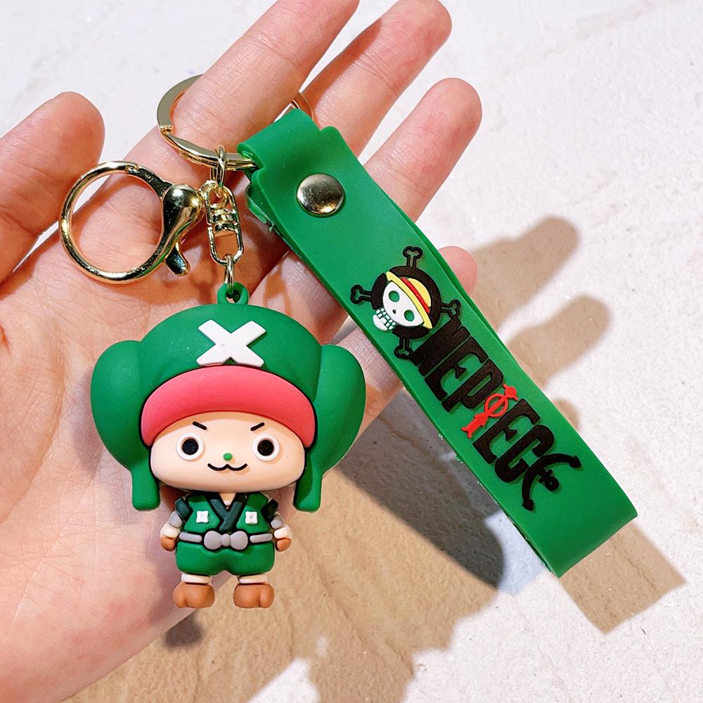 Wholesale One Piece Anime Keychain Cartoon Monkey D. Luffy Roronoa Zoro Keyring Doll Bag Car Pendant Chaveiro for Men Women Gift