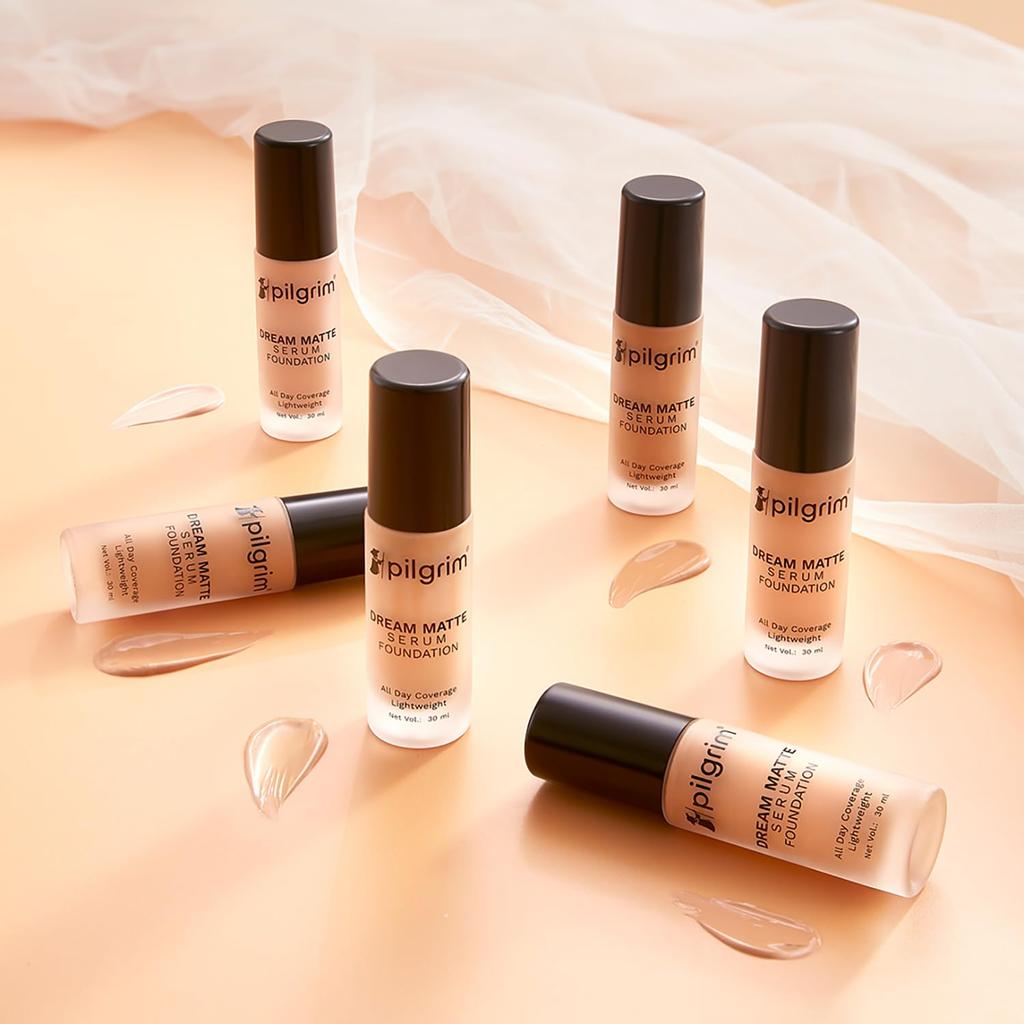 Pilgrim Medium Golden Beige Serum Liquid Foundation Matte Poreless 30 Ml Buildable Coverage