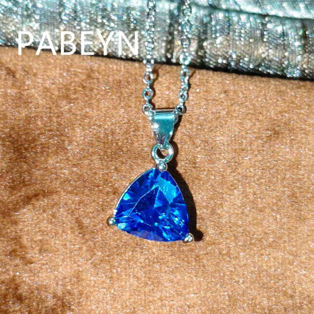 925 Sterling Silver Simple Stylish Blue Triangle Zircon Necklace Earrings Ring Set, Birthday Party Anniversary Gift