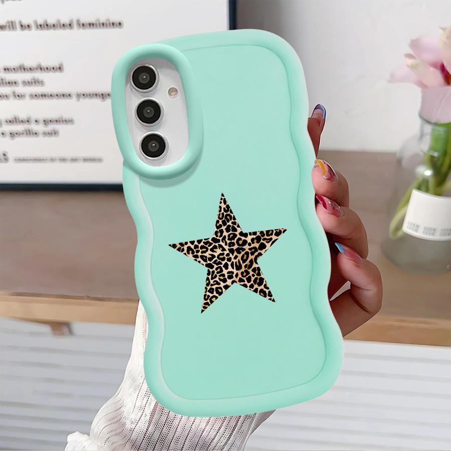 Soft Phone Cover Case for Samsung Galaxy A14 A16 A15 A21s A11 A13 A52 A12 A04 A22 A23 A53 A03 A06 A05 A33 Leopard Star Design