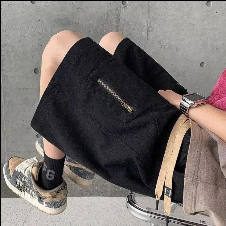 

Летние мужские шорты-карго с несколькими карманами, мужские свободные и универсальные брюки средней длины в стиле ретро, повседневные спортивные брюки S чёрный