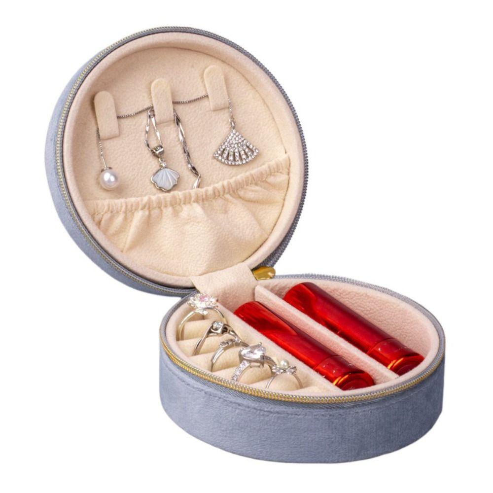 

Держатель для украшений Упаковочный мешочек для украшений Бархатная коробка для демонстрации колец Портативный кейс для хранения серег Путешествия серый