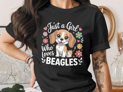 Beagles T-Shirt, Girl Who Loves Beagles, Cute Dog T-Shirt, Beagle Mom