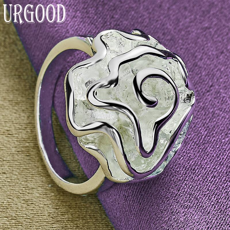 Pierścień z różą ze srebra próby 925, biżuteria modowa