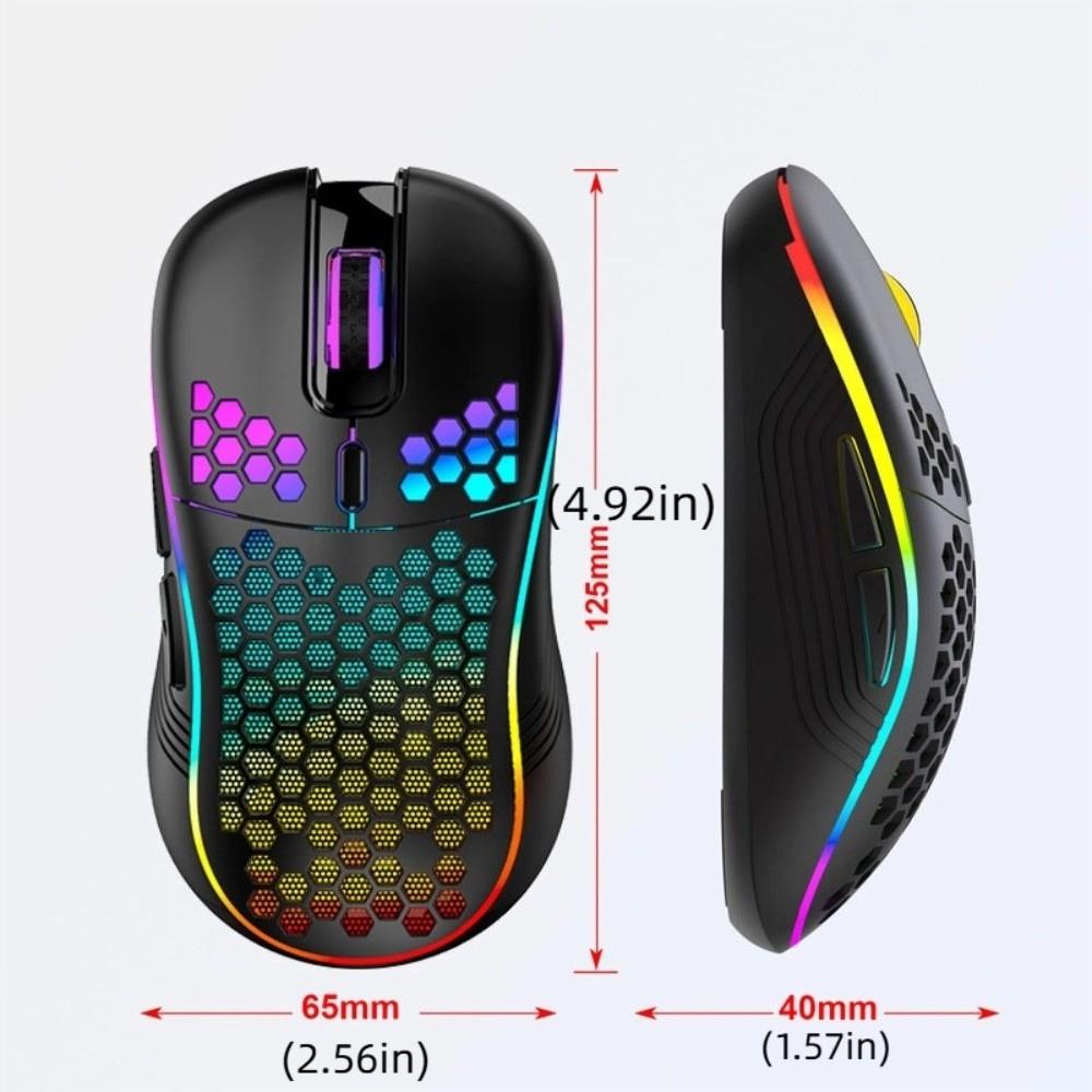 Adjustable DPI RGB Lighting Mouse Rechargeable Honeycomb Shell Gaming Mouse Colorful Ergonomic Design 2.4G Wireless Mouse