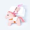 Keychain Pendant Cartoon Horse Shape Key Holder Colorful Faux Leather Access Card Case Bag Lanyard Decorative Keychain Accessory