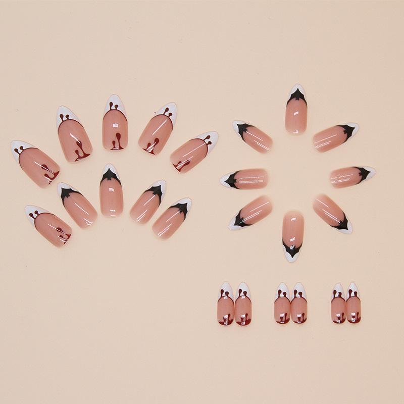 Halloween Fake Nail Wearing Nail Removable Nail Piece Bat Nail Piece Short Almond Nail Patch