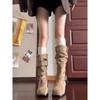 Cowhide Version~ Retro Pleated Round Head Thick Heel Stacking Boots 2025 Summer New Khaki Suede But Knee Boots