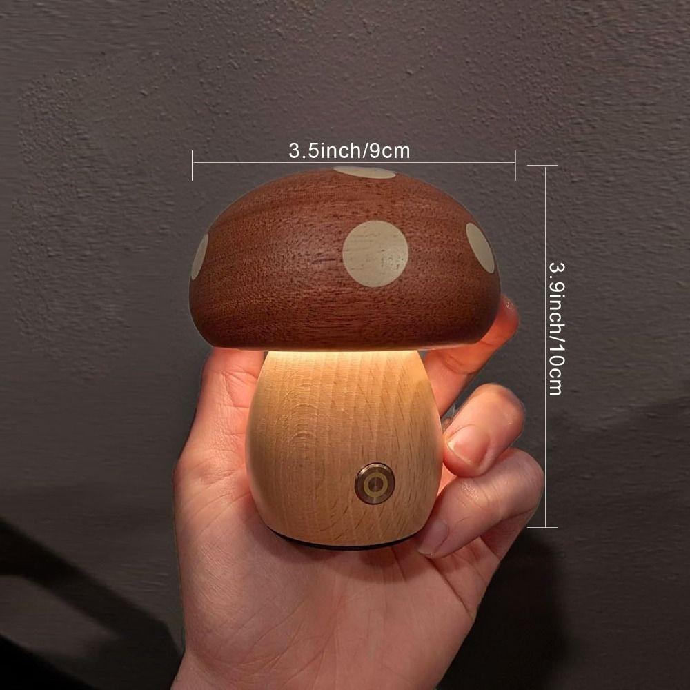Warm Light Wood Mushroom Night Light Touch Switch Atmosphere Lighting Decorative Lamp  Desk Lamp