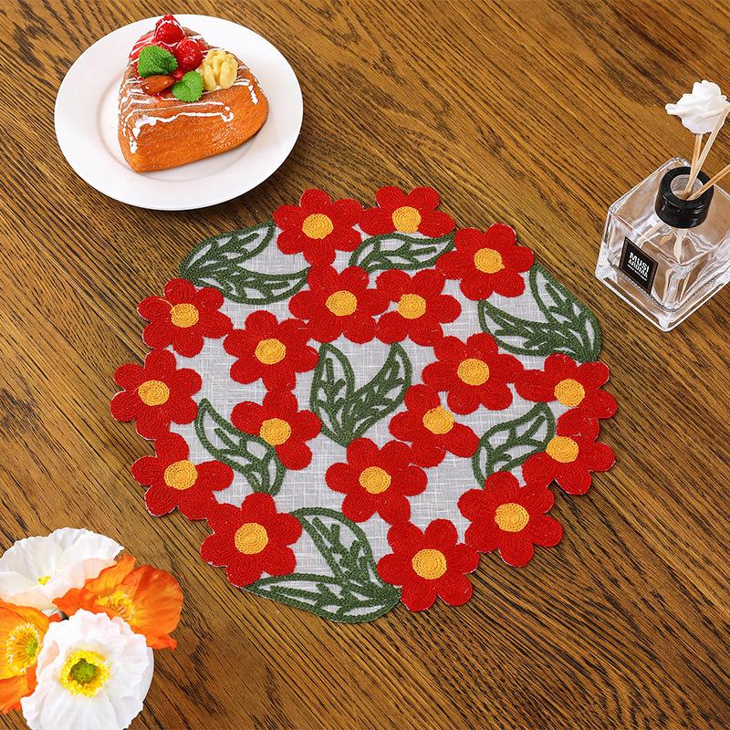 

30cm*30cm Table Mat Placemats Ornament Insulation Pad Slip-resistant Meal Mat Rural Style Home Decorations