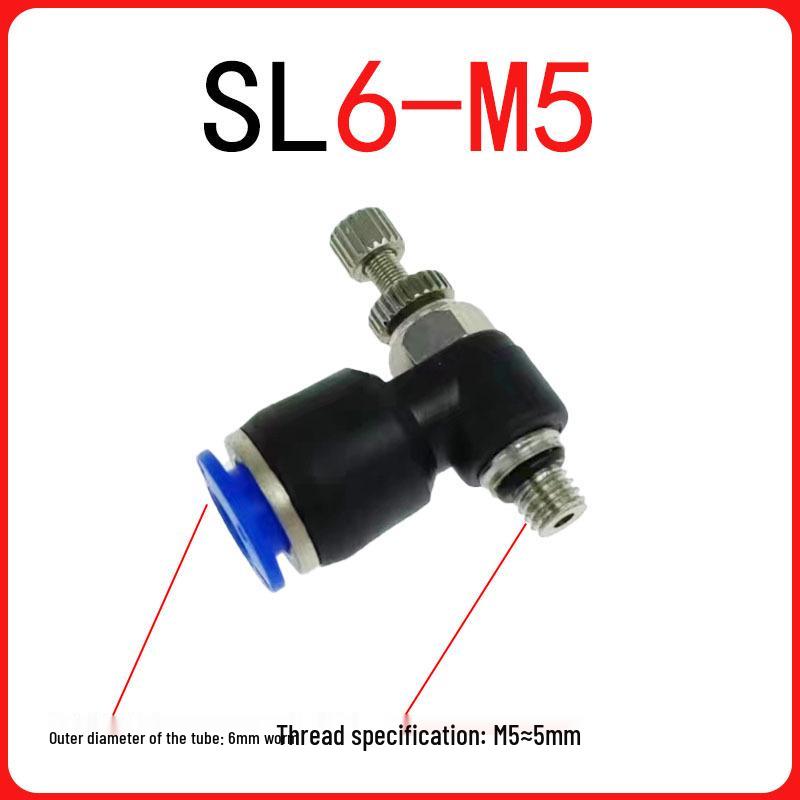 SL Throttle Valve L-Type Male Thread Pneumatic Quick Push-In Fitting, SL6-01/8-0210-03, Pneumatic Component.