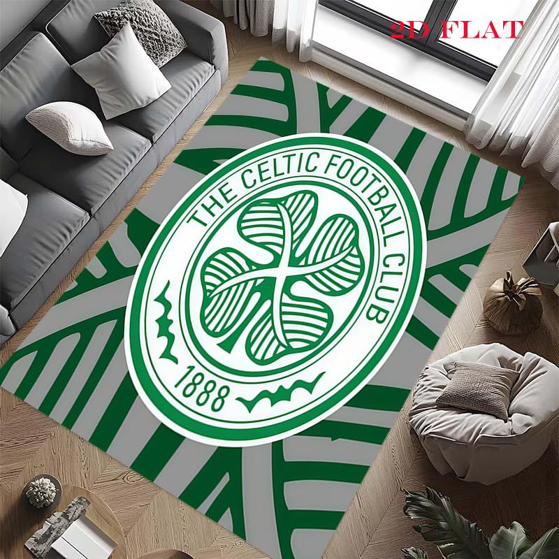Celtic Football Club Teppich für Wohnzimmer Schlafzimmer Zuhause Sofadekoration, Rutschfeste Bodenmatte für Kinder zum Spielen