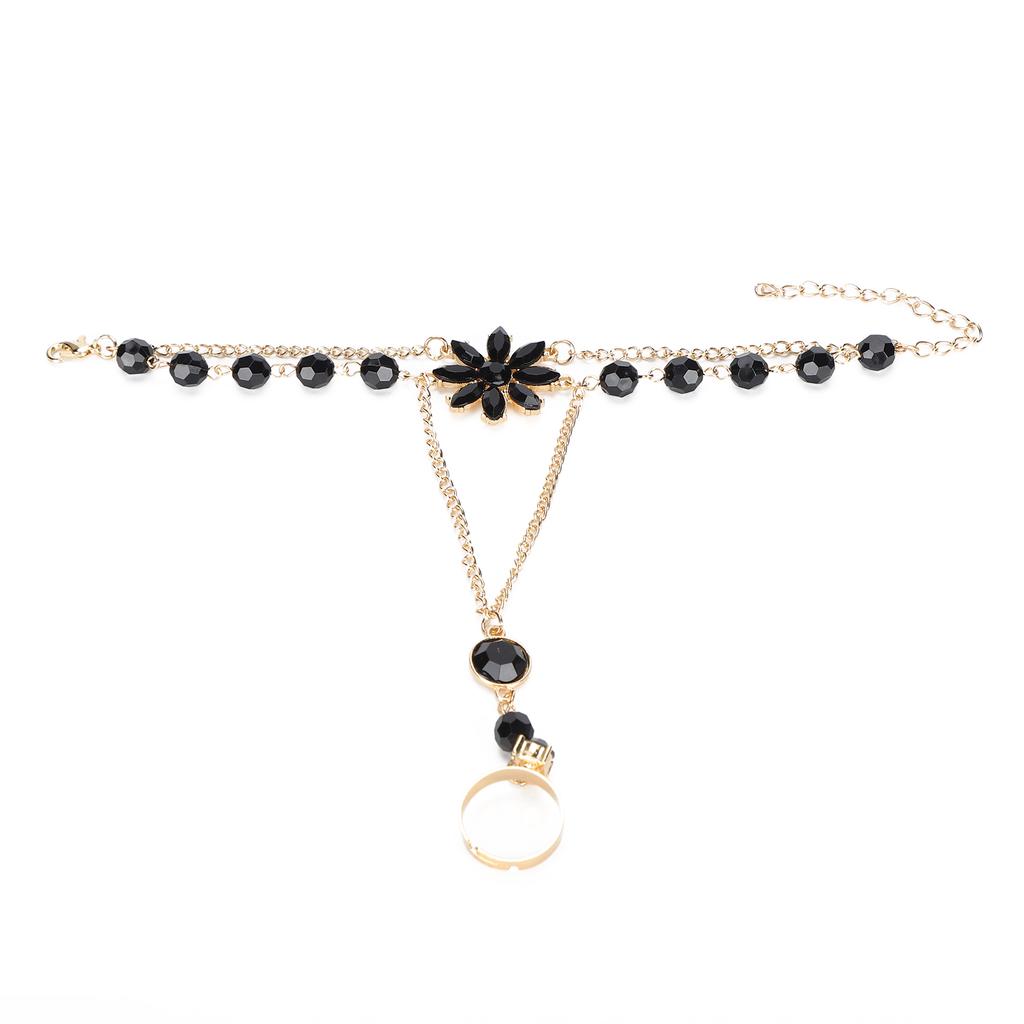 Stylish Hand Harness Bracelet Alloy Finger Ring Bracelet Chain Wrist Harness Chain for Women Girl