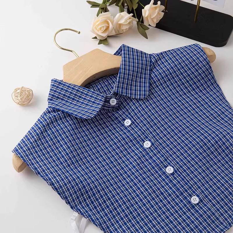 

Универсальный синий клетчатый искусственный воротник для девочек: Многофункциональный слой для весны, осени и зимы