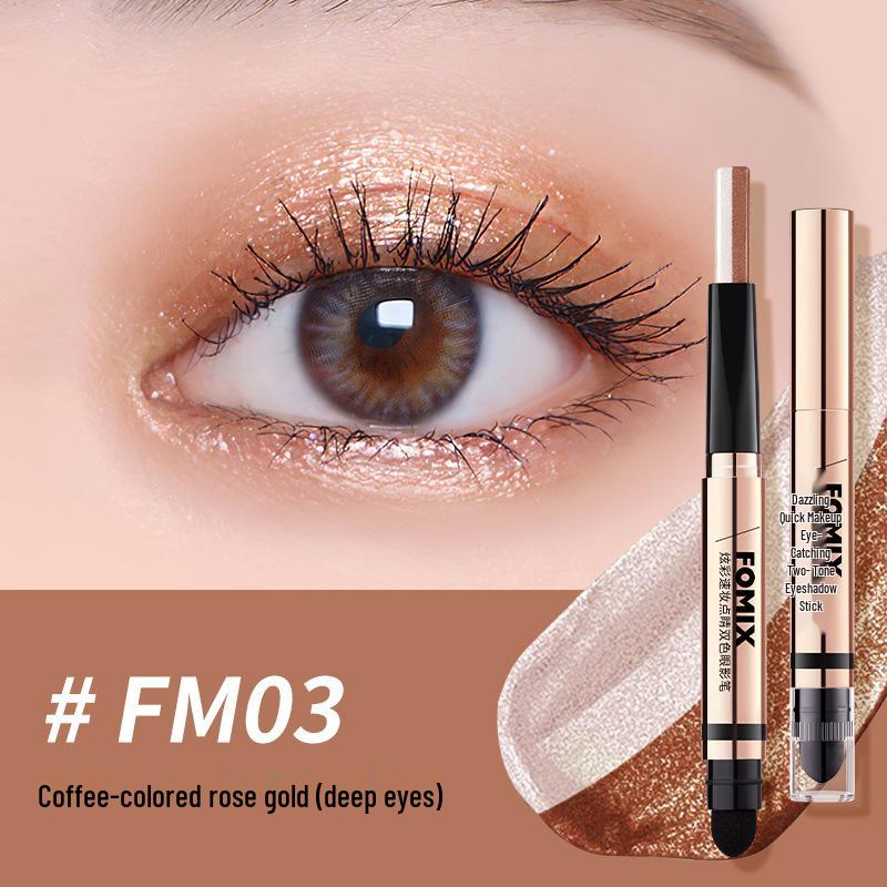 

FOMIX Dazzling Duo Eyeshadow Stick: Shimmering Earth Tone, Double-Ended for Quick Contouring & Highlighting.