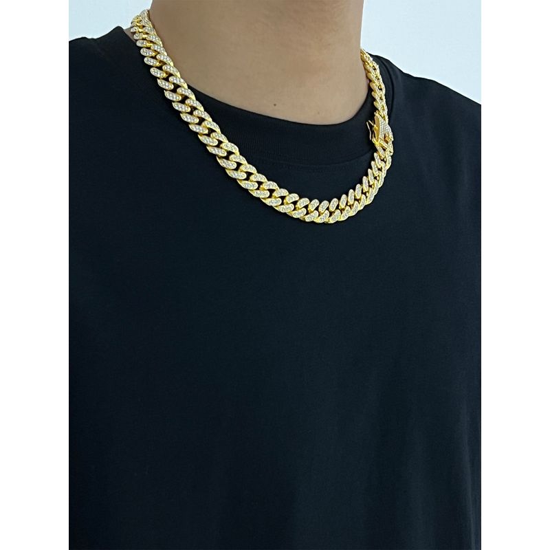 G-Overshare Fashion Street Rap Shining Full Diamond Cuban Necklace Ins Men & Women Trendy Hip Hop Clavicle Chain