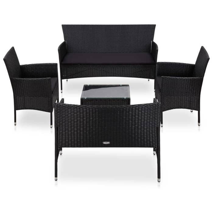VidaXL Salon de jardin 5 pcs avec coussins Résine tressée Noir