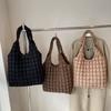 Large Capacity Checkered Embroidery Thread Bubble Cloud Bag Women's New Versatile Pleated Shoulder Bag Trendy Fashion Portable Underarm Bag