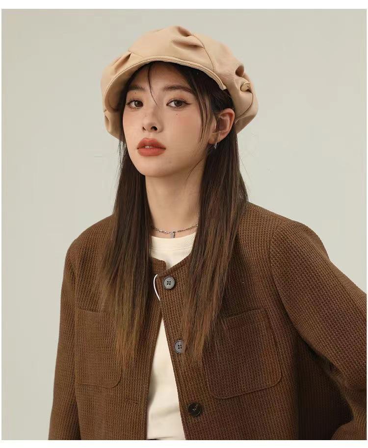

Korean Pleated Small Octagonal Cloud Beret: Stylish, Versatile Women s Painter Hat for Larger Head Circumference One Size