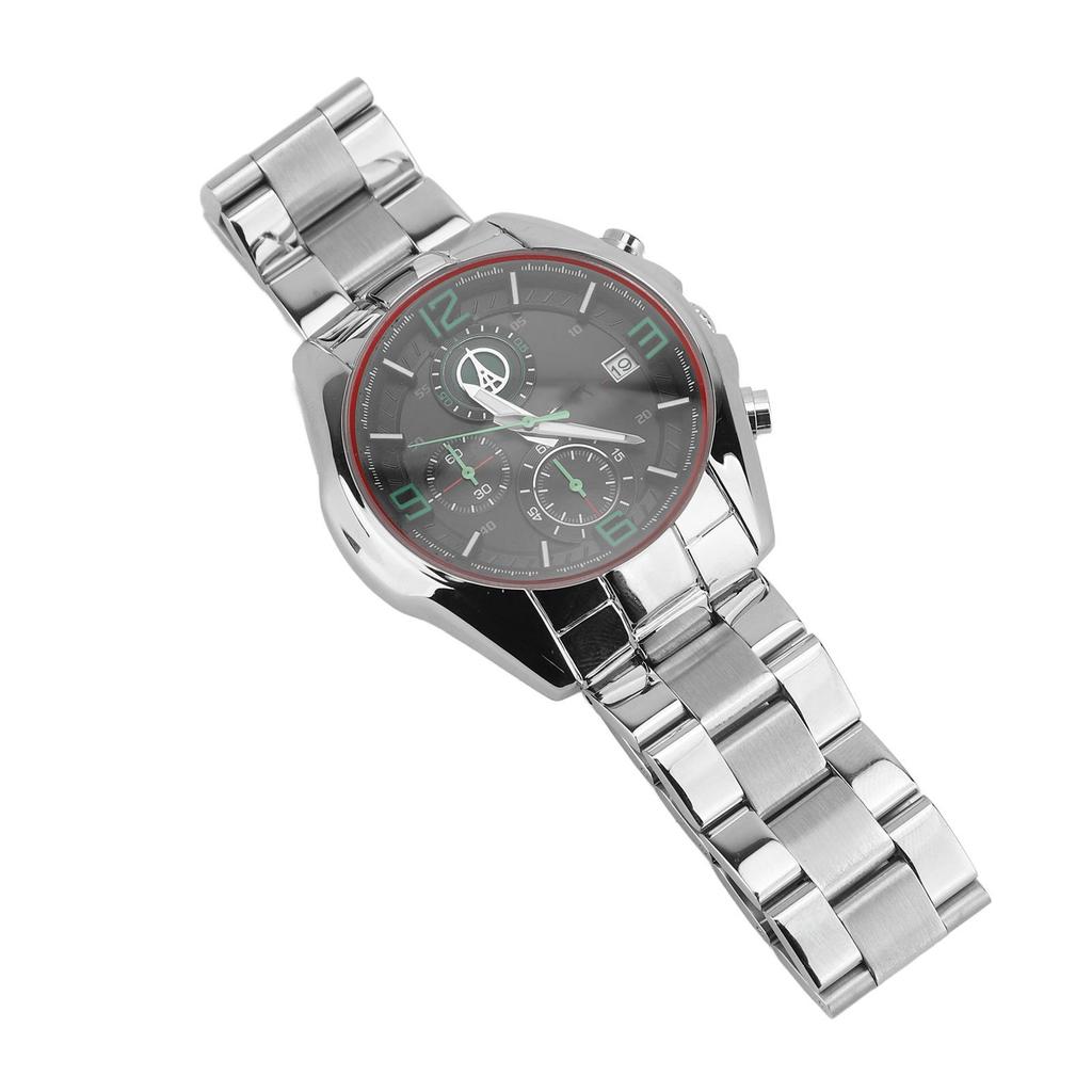 Men Business Watch Stylish Stainless Steel Men Wristwatch Chronograph Quartz Date Luminous Design Watch for Sports Green